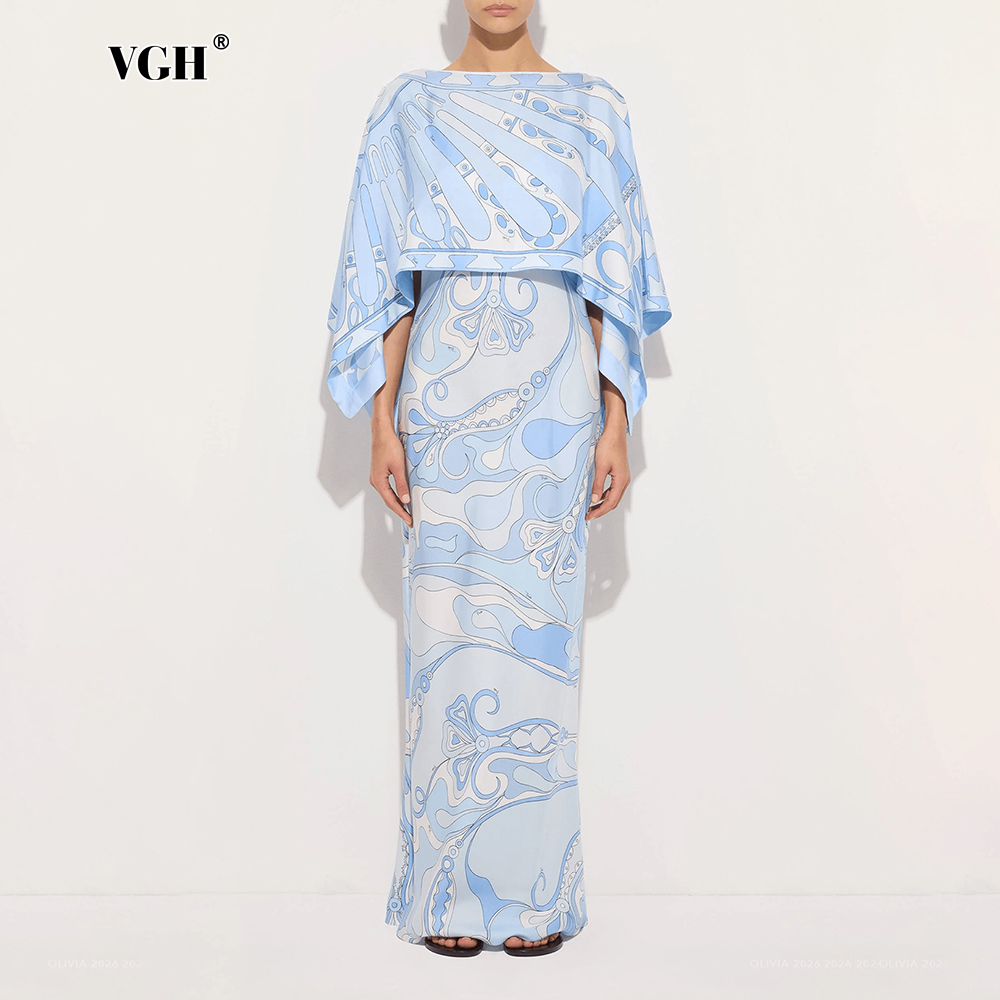 Shift Dress Sleeveless - VGH 라이트 블루 추상 프린트 투피스