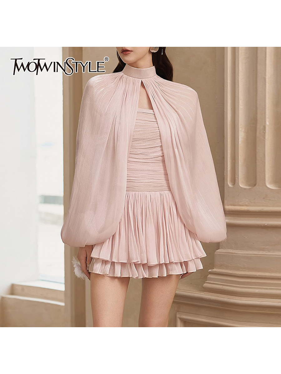 Shift Dress Sleeveless - TWOTWINSTYLE 여성용 스위트 스플라이스 셔링 투피스