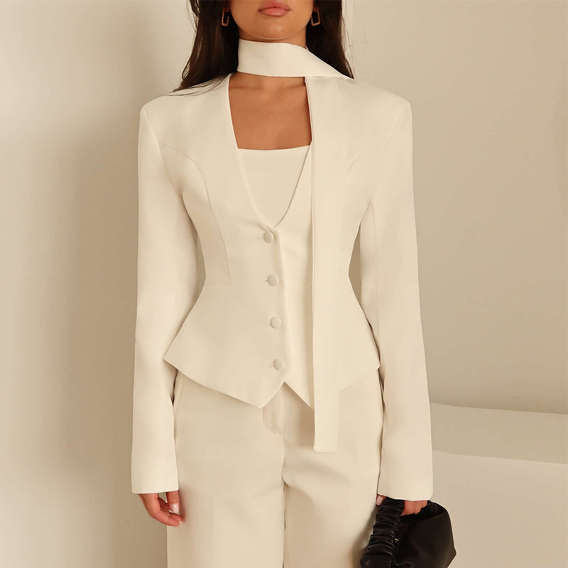 Women'S Formal Wear Wedding Guest - 가을 여성 정장 1피스 숏 블레이저