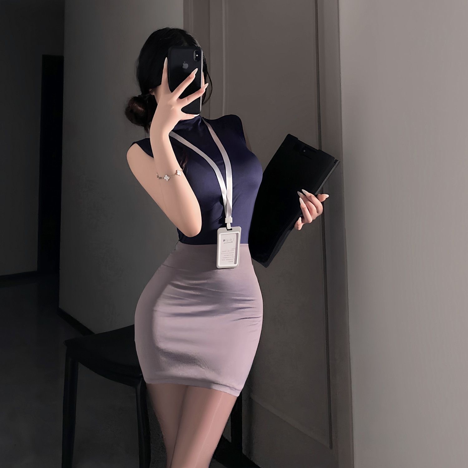 Shift Dress Sleeveless - 달콤한 스커트 세트 OL 섹시 퓨어
