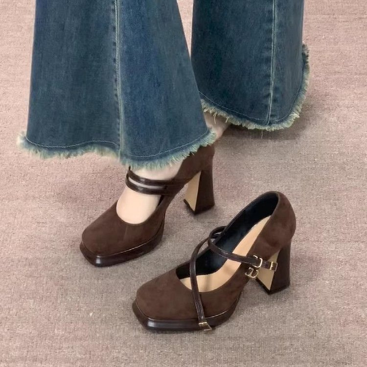 빈티지 두꺼운 굽 여성 메리제인 슈즈 연회 파티 버클  - Vintage Women'S Formal Wear 리뷰 및 가격