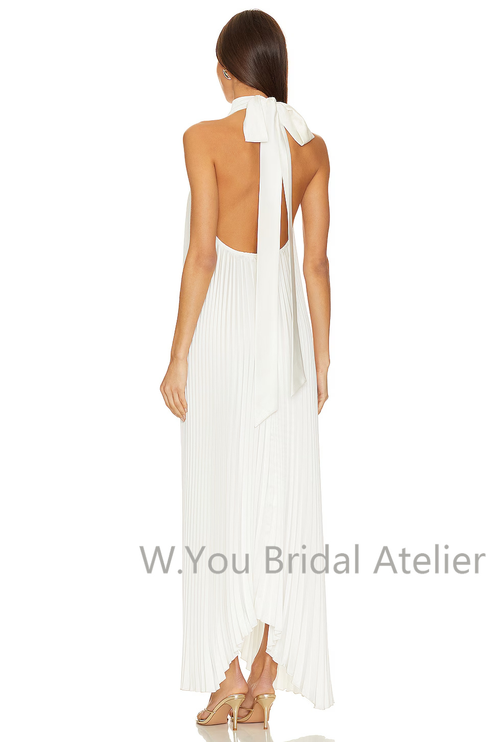 이브닝 드레스 딥 V넥 스카프 러플 플리츠 맥시 가운  - Women'S Formal Wear Wedding Guest 리뷰 및 가격