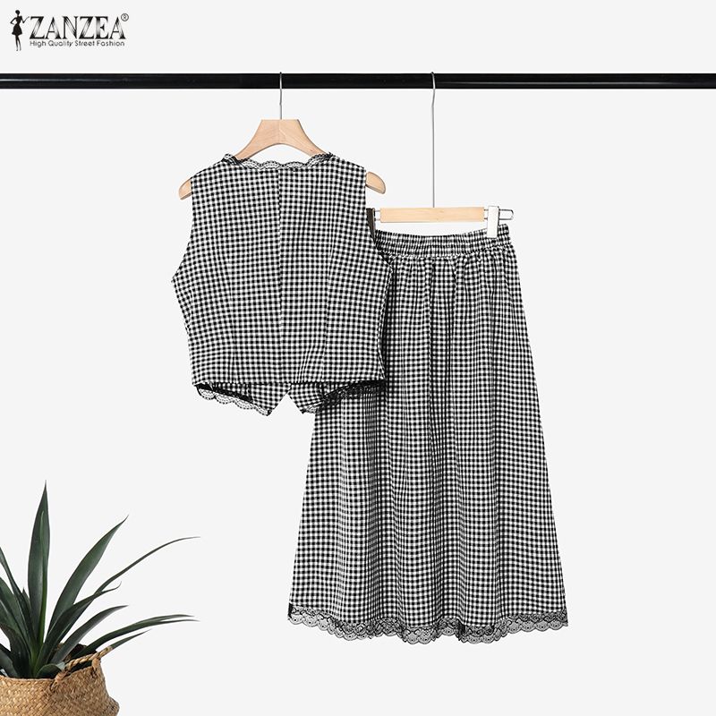 우아한 여성 2 조각 세트 ZANZEA 여름 민소매 격 - Shift Dress Sleeveless 리뷰 및 가격