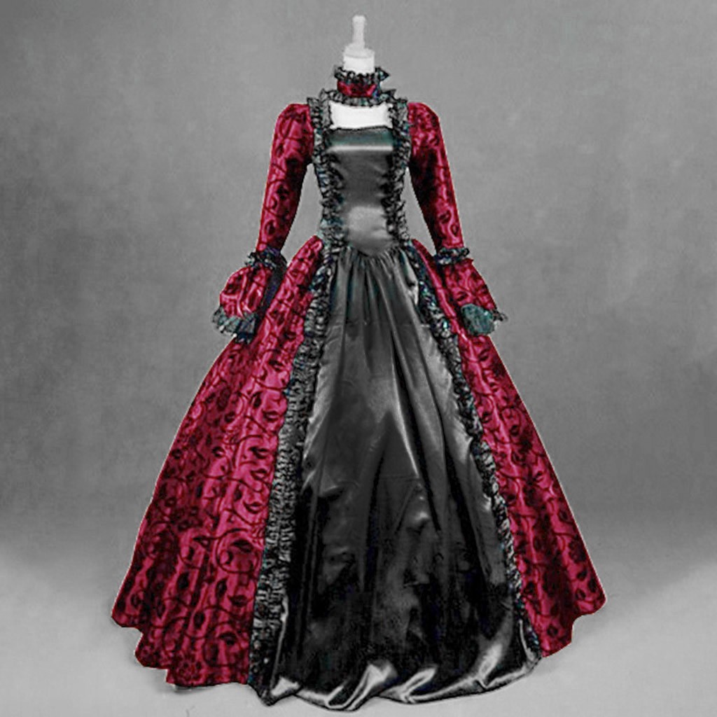 여성 빈티지 절묘한 드레스 고딕 레트로 꽃 프린트 볼  - Vintage Women'S Formal Wear 리뷰 및 가격