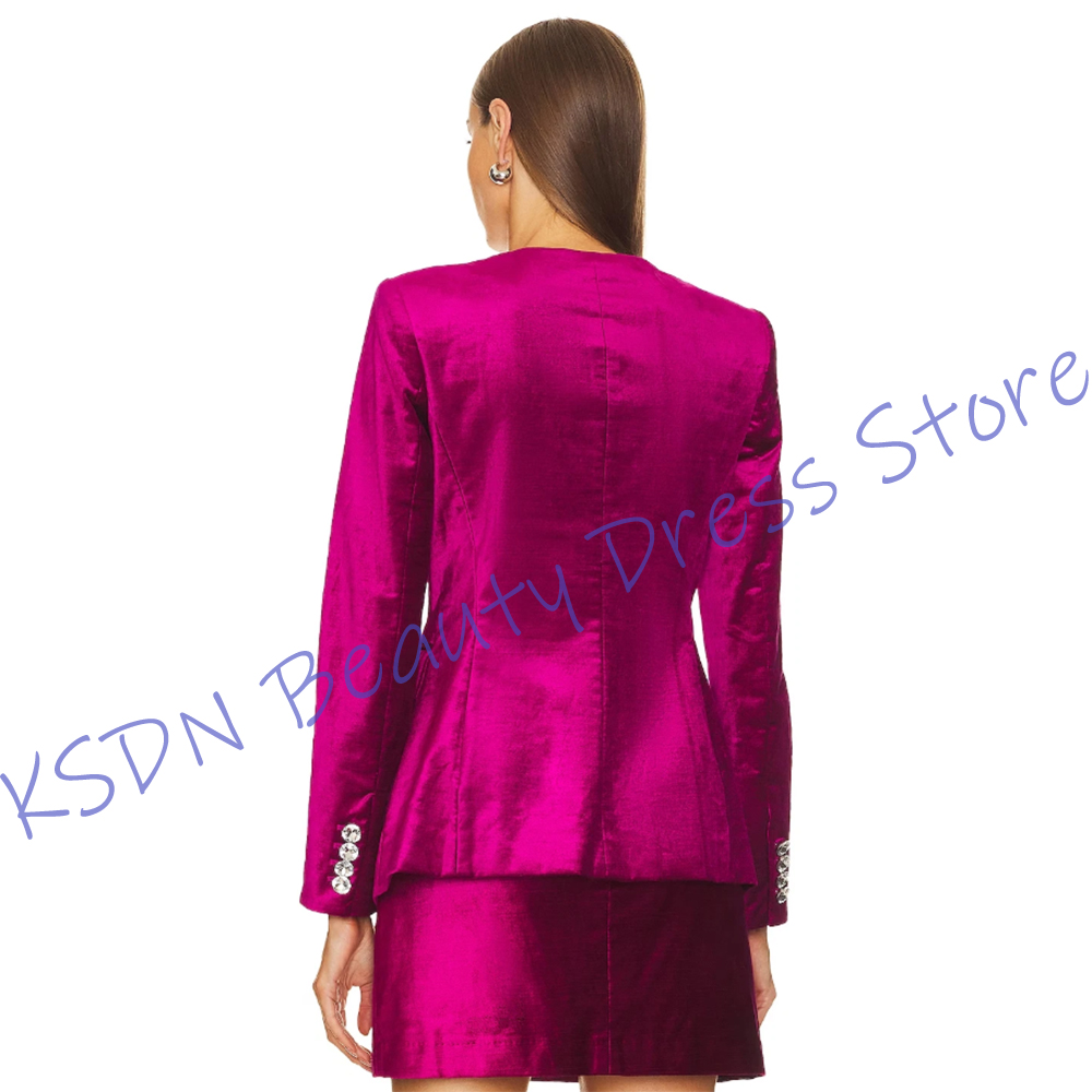 시크한 여성용 싱글 브레스티드 수트 핫핑크 새틴 투피스 - Women Formal Wear Outfits 리뷰 및 가격