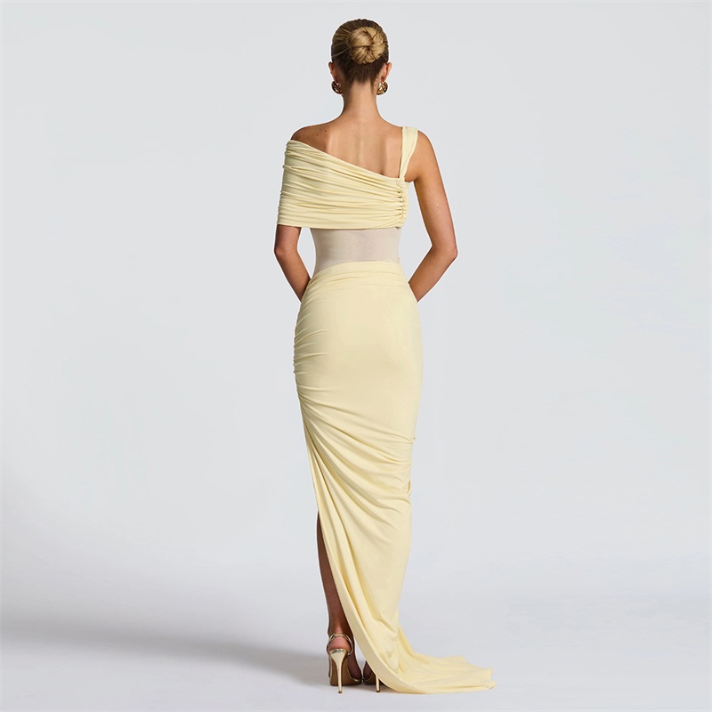 노란색 여성 프롬 드레스 2피스 점프수트+짧은 치마 섹 - Yellow Formal Wear Women 리뷰 및 가격