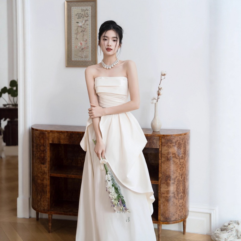 프랑스식 스트랩리스 신부 약혼 드레스, 여성 니치 라이 - Shift Dress Sleeveless 리뷰 및 가격