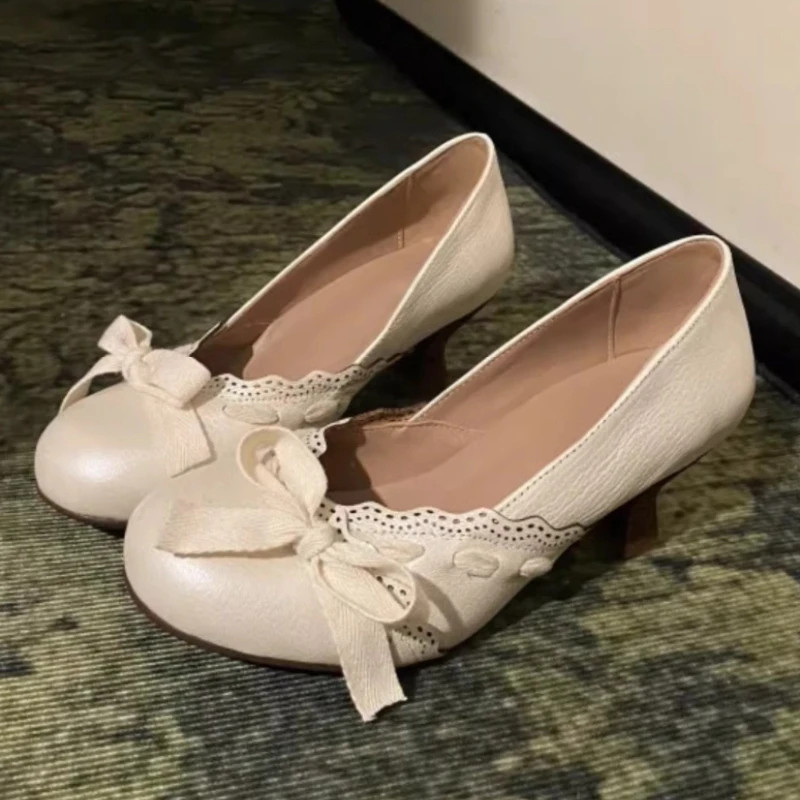 빈티지 청키 힐 여성 펌프스 폴카 도트 디자인 보우 디 - Vintage Women'S Formal Wear 리뷰 및 가격