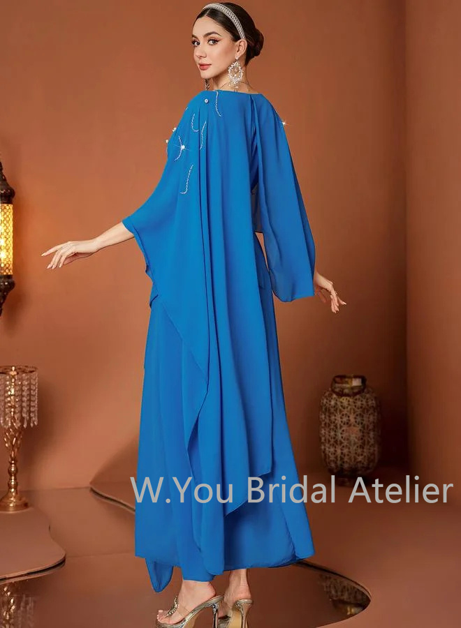 럭셔리한 이브닝 드레스 V넥 케이프 슬리브 비즈 장식  - Women'S Formal Wear Wedding Guest 리뷰 및 가격